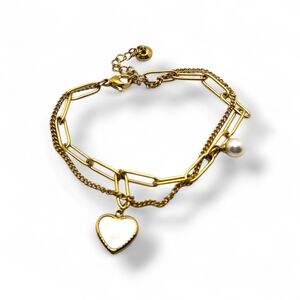 Gold Heart Charm Bracelet